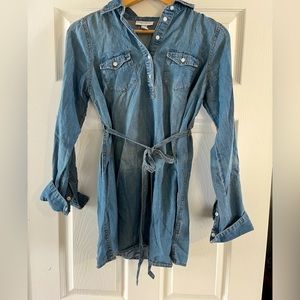 Denim maternity long sleeve shirt